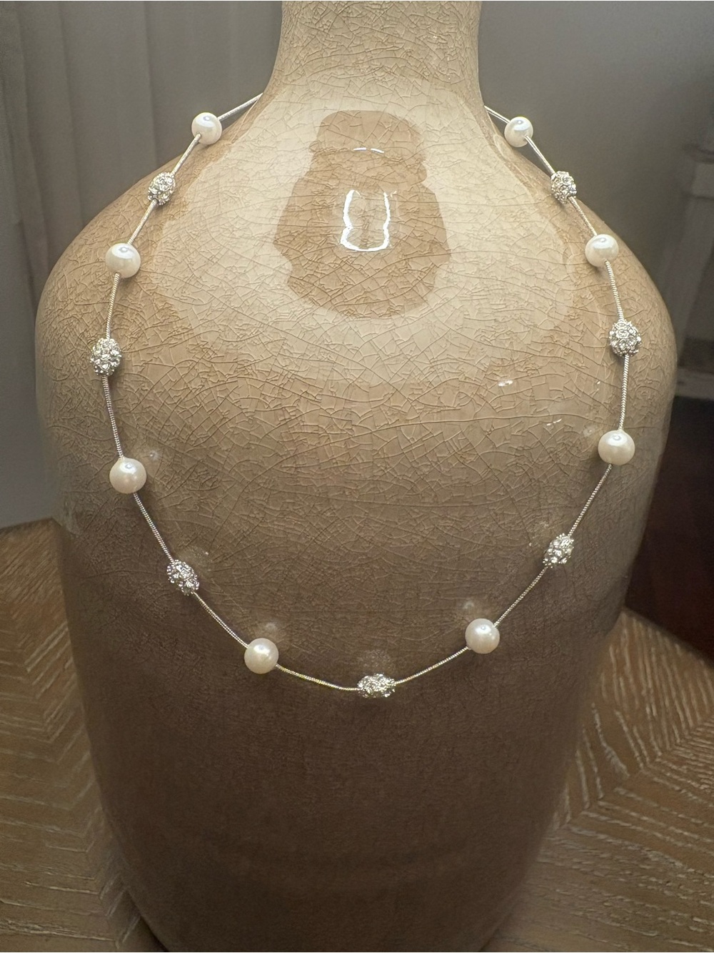 Anne Klein Pearl and Crystal Necklace